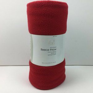 HOME Fleece Throw Blanket Red Anti-Pill Face Lightweight Warmth 52x70"